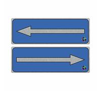 TARGHE ADESIVE ALLUMINIO SATINATO - freccia blu - Targhette Autoadesive, Impermeabili Lavabili, uffici, Pub, Banche, aziende, ufficio (7x3 cm)
