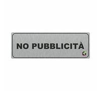 TARGHE ADESIVE ALLUMINIO SATINATO - No pubblicità - Targhette Autoadesive, Impermeabili Lavabili, uffici, Pub, Banche, aziende, ufficio (15x5 cm)