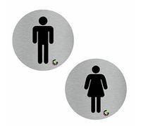 TARGHE ADESIVE ALLUMINIO SATINATO - toilette uomo ROTONDO - Targhette Autoadesive, Impermeabili Lavabili, uffici, Pub, Banche, aziende, ufficio (Diametro 10 cm)