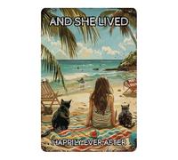 Targhe And She Lived Happily Ever After Beach Impermeabile Insegna Vecchie Targhette In Metallo Per Club Negozio Man Cave 30X20Cm