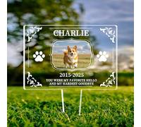 Targhe commemorative per animali domestici, personalizzate per esterni, con nome personalizzato, con foto per cani, paletto da giardino in acrilico impermeabile, decorazioni per tomba di simpatia per