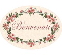 Targhe decoro per porta ovali (Benvenuti rosa)
