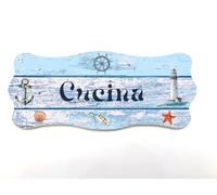 Targhe dietro porta in legno stile Vecchia Marina Shabby Chic, per decorare le porte interne di casa al mare. (Cucina)
