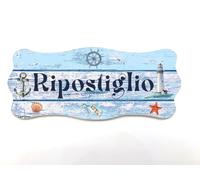 Targhe dietro porta in legno stile Vecchia Marina Shabby Chic, per decorare le porte interne di casa al mare. (Ripostiglio)