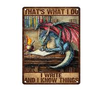 Targhe Dragon I Write And I Know Things Decorativa Targa Poster Vecchie Cartello Per Cucina Esterno Bagno 30X20Cm
