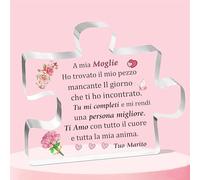 Targhe e Cartelli Decorativi Moglie Placca Acrilica Puzzle Forma Ornamenti Romantico San Valentino Mia Donna Regali Compleanno Segno Anniversario Nozze Natale Coniuge Fidanzamento Ricordo Ti Amo