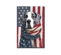 Targhe Great Dane Dressed In Red White And Blue Striped Realeartistica Targa Metallo Vecchie Targhette In Metallo Per Cucina Bar Bagno 30X20Cm