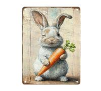 Targhe In Ferro Charming Easter Bunny Bunny Carrots Nostalgic Targa Metallo Divertente Targhette In Metallo Per Bar Men Cave Parcheggio 30X20Cm