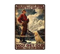 Targhe In Ferro Skiing Quote Winter Sports Inspiration Mountain You Stop Skiing When Get Old Impermeabile Targa In Metallo Vecchie Cartello In Metallo Per Bar Men Cave Esterno 30X20Cm