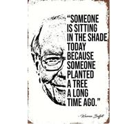 Targhe In Ferro Warren Buffet Somone Is Sitting In The Shade Today Because A Seed Decorativa Targa In Metallo Vintage Placca Murale Per Caffetteria Casa Bar 30X20Cm