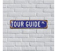 Targhe in latta personalizzate con guida turistica blu navy cartelli retrò carriera strada professione segni in metallo per esterni per soggiorno bar bar decorazione da parete 10 x 45 cm