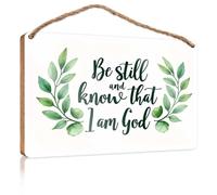 Targhe in legno per artigianato Be Still And Know: A Divine Message Cartello in legno decorazioni per piscina all'aperto cartello da appendere per bagno (23 x 35 cm)