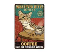 Targhe In Metallo Cat Coffee Because Murder Is Wrong Nostalgic Targa Poster Classica Placca Murale Per Pub Garage Wc 30X20Cm