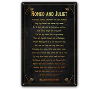 Targhe in metallo con citazioni di Romeo e Giulietta di William Shakespeare, poster da parete con citazioni di libri stampati, decorazione per camera da letto, 30,5 x 40,6 cm