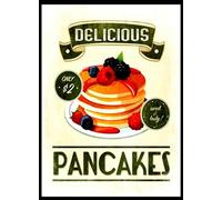 Targhe in metallo con deliziosi pancake, poster retrò per cucina, alluminio, metallo, latta, segni, vintage, avvertono uomo grotta uomo casa bar novità fattoria cortile garage decorazione da parete