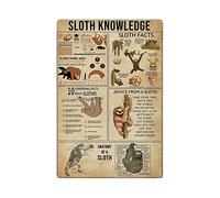 Targhe in metallo con informazioni sui bradipi, targhe retrò con infografica sui bradipi, poster di scienze animali, decorazioni murali per la casa, aule, insegnamento, 12x16 pollici