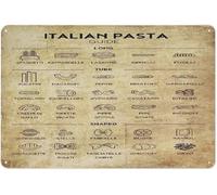 Targhe in metallo con la guida alla pasta italiana, poster retrò da 30x20 cm sulla pasta. Un must per gli amanti della pasta, ideale per decorare la cucina di casa, il ristorante o come decorazione m