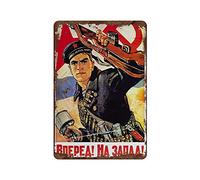 Targhe In Metallo Forwards West Soviet War Propaganda Weapon War Theme Red And Blue Pattern Impermeabile Targa In Metallo Vintage Decorazione Poster Sign Per Casa Parcheggio Bar 30X20Cm