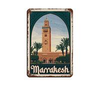 Targhe in metallo Marocco Marrakech Home Kitchen Restaurant Wall Club House Decorazione Viaggi Targa in latta 30 x 20 cm