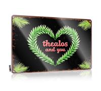 Targhe in metallo per casa, bar, Heartfelt Greetings: Thealos And You, targa in latta per ufficio, 20 x 30 cm