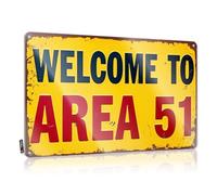 Targhe in metallo per garage uomo grotta Welcome to the Mysterious Area 51 Targa in latta con uomini decorazione per grotta per bar cartelli per la decorazione della casa (30 x 40 cm)