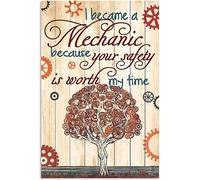 Targhe in metallo per parti meccaniche, poster retrò per garage antico, sono diventato un meccanico perché la tua sicurezza vale il mio tempo, targa per meccanico, decorazione per la casa e la camera