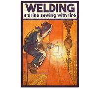Targhe in metallo per saldatura, "Saldare è come cucire con il fuoco", poster per saldatore, stile rustico, decorazione murale per la casa, targa per il regalo del padre, targa vintage in metallo 8 x