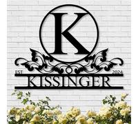 Targhe in metallo personalizzate | Cartello con nome in metallo | Monogramma a lettera divisa | Cartello decorativo per la casa | Arte da parete in metallo | Cartello con cognome | Cartello decorativo