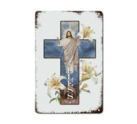 Targhe In Metallo Posters, Easter Verse Nativity Scene Cross Christmas Jesus Nativity, Porta Segno Decorativo, Novità Segnali Di Avvertimento Per Decorazione Cucina Bar, 20X30Cm