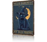 Targhe in metallo retrò Black Cat Witch Halloween Hello vintage ation Darkness My Old Friend Home Bar Kitchen Hotel Dining Room Coffee Metal Poster 5,5x8 pollici