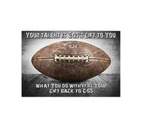 Targhe in metallo retrò da rugby, il tuo talento è un dono di Dio per te, poster da collezione per tifosi di rugby, decorazione da parete per la casa del club di rugby, 8x12 pollici