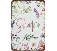 Targhe In Metallo Shalom Watercolor Verse Flower Botanical Scripture Nostalgic Targa In Metallo Divertente Cartello In Metallo Per Bar Club Ufficio 30X20Cm