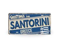 Targhe in metallo vintage delle isole greche • Retro Grecia Città Targhe di latta per la decorazione della casa mediterranea • Regalo souvenir di viaggio Santorini (ATL)