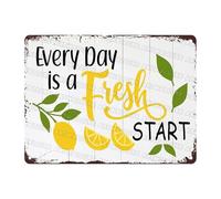 Targhe Metalliche Lemon Uplifting Every Day Is A Fresh Start For Friends Kitchen Breakfast Vecchie Targa Poster Divertente Placca Murale Per Garage Casa Club 30X20Cm
