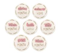 Targhe Per Annuncio Mese Del Neonato - 7 Pezzi Cerchi Foto In Legno Per Bebè | Dischi Segna Mese Decorativi Per Decorazione Casa Parete Camera Neonato E Fotografia