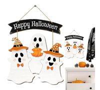 Targhe per porta in legno per Halloween, 50 g, portatili, in legno, per porta di casa, decorazione sospesa, per interni, esterni, soggiorno, Halloween, decorazione per la casa