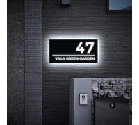 Targhe Personalizzate for Indirizzi In Stile Moderno Con Luce LED, Numeri Civici Illuminati In Acrilico Personalizzati, Nomi Di Strade E Numeri Civici Personalizzabili(10x20 cm)