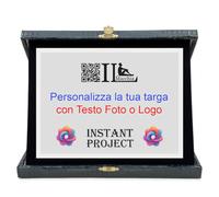 Targhe Premio Personalizzate Astuccio Effetto Pelle Rosso o Blu Interno Velluto Targa Riconoscimento Pergamena Oro o Argento - Regalo Maestra, Pensione, Padrino o Madrina (Blu-Argento)