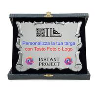 Targhe Premio Personalizzate Astuccio Effetto Pelle Rosso o Blu Interno Velluto Targa Riconoscimento Pergamena Oro o Argento - Regalo Maestra, Pensione, Padrino o Madrina (Blu-Argento-Pergamena)