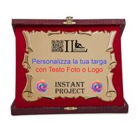 Targhe Premio Personalizzate Astuccio Effetto Pelle Rosso o Blu Interno Velluto Targa Riconoscimento Pergamena Oro o Argento - Regalo Maestra, Pensione, Padrino o Madrina (Rosso-Oro-Pergamena)