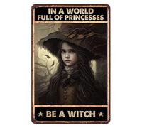 Targhe vintage in metallo per sala da pranzo in un mondo pieno di principesse essere strega targhe in metallo vintage per una decorazione retrò per hotel, decorazione da parete per ufficio, 30,5 x