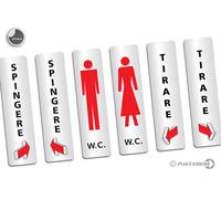 Targhetta adesiva verticale a scelta tra i 6 soggetti: Spingere/Tirare/W.C.