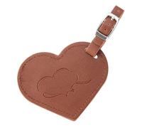 Targhetta Bagaglio a Cuore in PU Marrone per Valigia da Viaggio | Cinturino di Fissaggio, Identificazione Rapida, Design Portatile, Protegge i Dati Personali