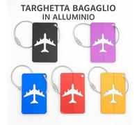 Targhetta Bagaglio in Alluminio a Forma di Aereo con Cavo in Acciaio, Etichetta da Viaggio Resistente, Leggera e Colorata, per Valigia, Trolley e Zaino (Set da 5 multicolore)