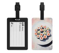 Targhetta bianca con etichette per bagagli Sushi Maki Rolls da viaggio, valigia, bagaglio