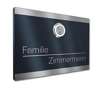 Targhetta Campanello Personalizzata Graviers Design in Acciaio Inox Antracite RAL 7016 - Incisione Laser Nome - Pulsante LED a Scelta - 80x60, 110x80, 160x120mm - Made in Germany