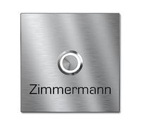 Targhetta Campanello Quadrata Personalizzata Graviers Design in Acciaio Inox - Incisione Laser Nome - Pulsante LED a Scelta - 60x60 a 110x110mm - Made in Germany