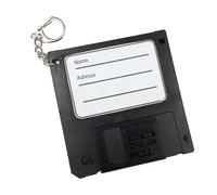 Targhetta Ciondolo Borsa Etichette per Bagagli Dischetto Retro Disc Floppy Nero