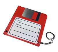 Targhetta Ciondolo Borsa Etichette per Bagagli Dischetto Retro Disc Floppy Rosso