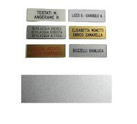 TARGHETTA citofono ARGENTO TARGA 1,5x5,5 cm spesso 1mm PLASTICA INCISIONE COMPRESA stampatello FUORIPORTA (2 RIGHI)
